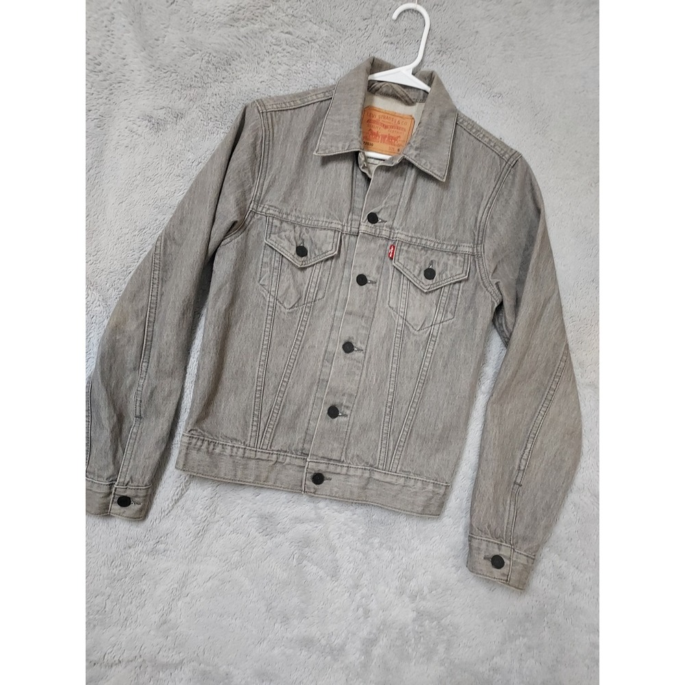 Levis Denim Jacket Womens Small Trucker Biker Gray Outdoor Irregular Fit Jean